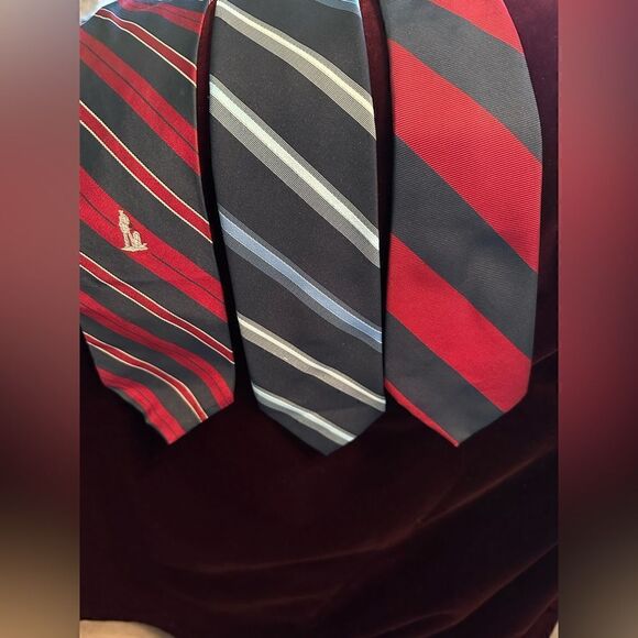 Set of 2 stripes ties - red, white & blue - Picture 1 of 2